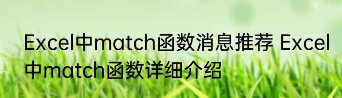 Excel中match函数消息推荐 Excel中match函数详细介绍
