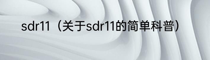 sdr11（关于sdr11的简单科普）