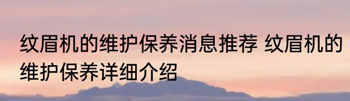 纹眉机的维护保养消息推荐 纹眉机的维护保养详细介绍