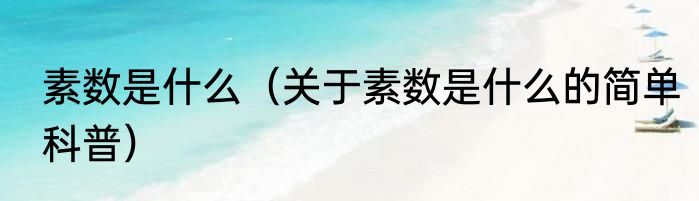 素数是什么（关于素数是什么的简单科普）