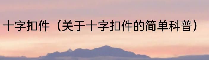 十字扣件（关于十字扣件的简单科普）