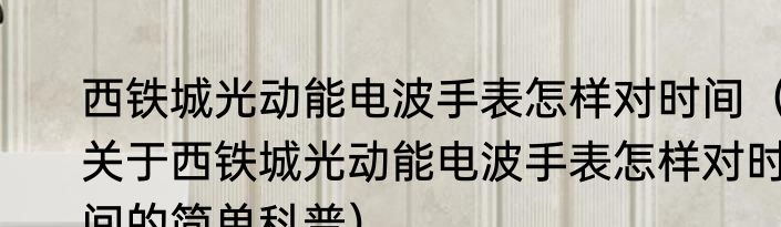 西铁城光动能电波手表怎样对时间（关于西铁城光动能电波手表怎样对时间的简单科普）
