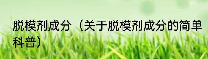 脱模剂成分（关于脱模剂成分的简单科普）