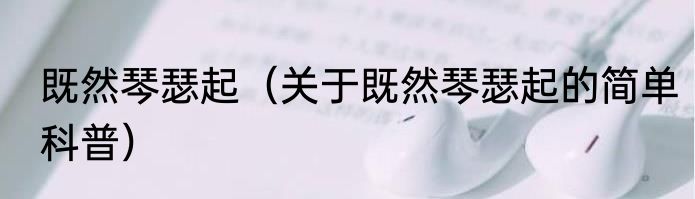 既然琴瑟起（关于既然琴瑟起的简单科普）