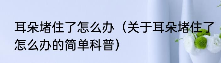 耳朵堵住了怎么办（关于耳朵堵住了怎么办的简单科普）