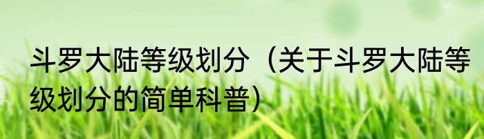 斗罗大陆等级划分（关于斗罗大陆等级划分的简单科普）