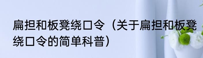 扁担和板凳绕口令（关于扁担和板凳绕口令的简单科普）