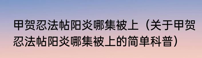 甲贺忍法帖阳炎哪集被上（关于甲贺忍法帖阳炎哪集被上的简单科普）