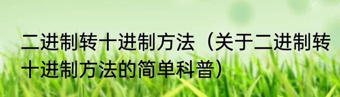 二进制转十进制方法（关于二进制转十进制方法的简单科普）