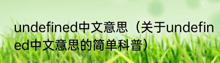 undefined中文意思（关于undefined中文意思的简单科普）