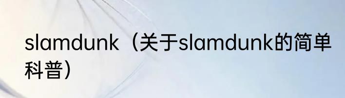 slamdunk（关于slamdunk的简单科普）