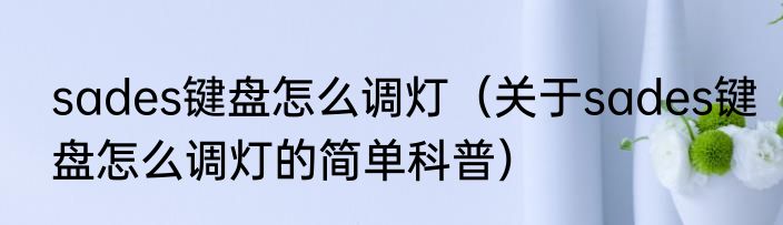 sades键盘怎么调灯（关于sades键盘怎么调灯的简单科普）