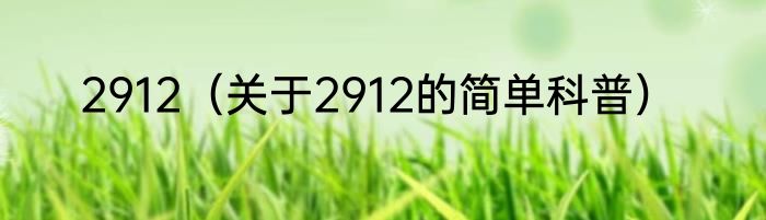 2912（关于2912的简单科普）