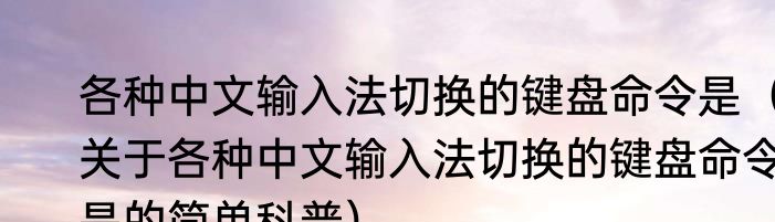 各种中文输入法切换的键盘命令是（关于各种中文输入法切换的键盘命令是的简单科普）