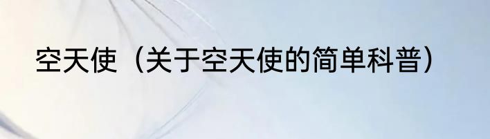空天使（关于空天使的简单科普）