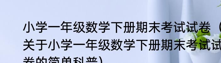小学一年级数学下册期末考试试卷（关于小学一年级数学下册期末考试试卷的简单科普）