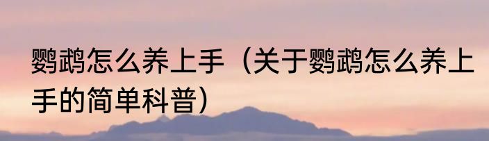 鹦鹉怎么养上手（关于鹦鹉怎么养上手的简单科普）