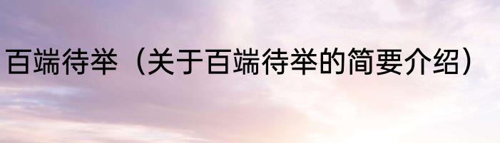 百端待举（关于百端待举的简要介绍）