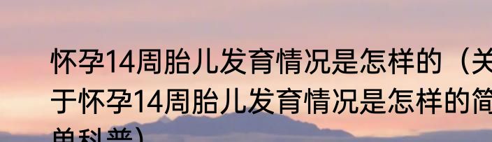 怀孕14周胎儿发育情况是怎样的（关于怀孕14周胎儿发育情况是怎样的简单科普）