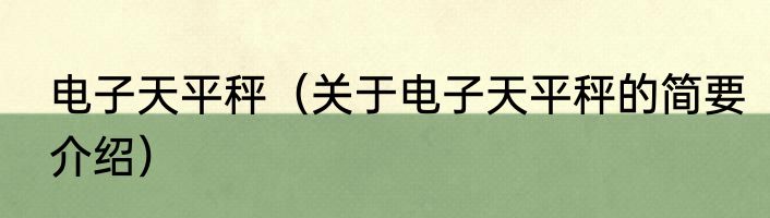 电子天平秤（关于电子天平秤的简要介绍）