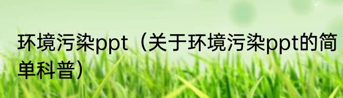 环境污染ppt（关于环境污染ppt的简单科普）