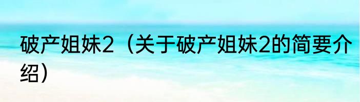 破产姐妹2（关于破产姐妹2的简要介绍）