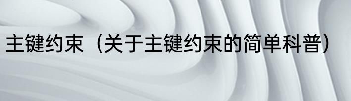 主键约束（关于主键约束的简单科普）