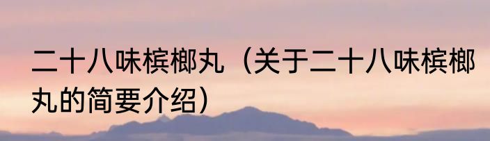 二十八味槟榔丸（关于二十八味槟榔丸的简要介绍）