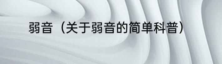 弱音（关于弱音的简单科普）