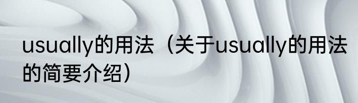 usually的用法（关于usually的用法的简要介绍）