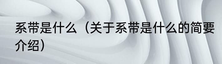 系带是什么（关于系带是什么的简要介绍）