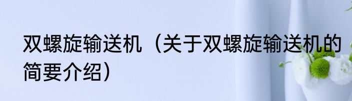 双螺旋输送机（关于双螺旋输送机的简要介绍）
