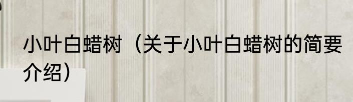 小叶白蜡树（关于小叶白蜡树的简要介绍）