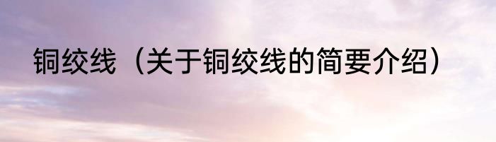 铜绞线（关于铜绞线的简要介绍）