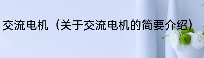 交流电机（关于交流电机的简要介绍）