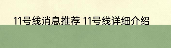 11号线消息推荐 11号线详细介绍