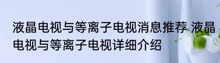 液晶电视与等离子电视消息推荐 液晶电视与等离子电视详细介绍
