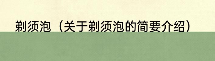 剃须泡（关于剃须泡的简要介绍）
