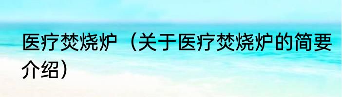 医疗焚烧炉（关于医疗焚烧炉的简要介绍）