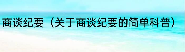 商谈纪要（关于商谈纪要的简单科普）