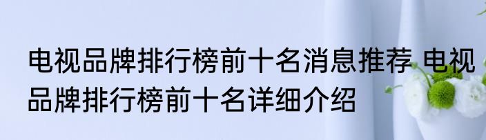 电视品牌排行榜前十名消息推荐 电视品牌排行榜前十名详细介绍