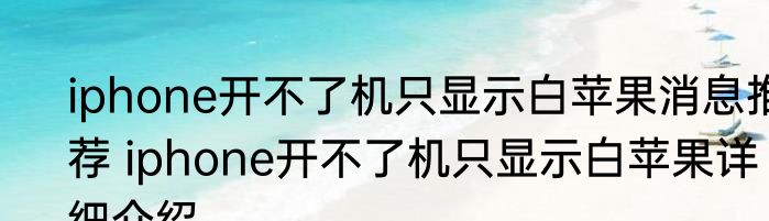 iphone开不了机只显示白苹果消息推荐 iphone开不了机只显示白苹果详细介绍