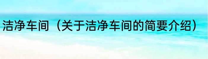 洁净车间（关于洁净车间的简要介绍）