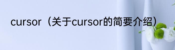 cursor（关于cursor的简要介绍）