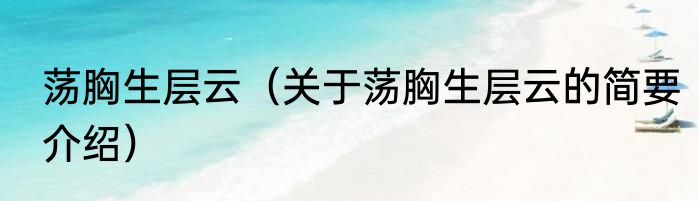 荡胸生层云（关于荡胸生层云的简要介绍）