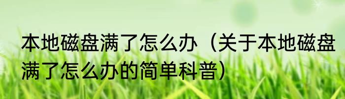 本地磁盘满了怎么办（关于本地磁盘满了怎么办的简单科普）