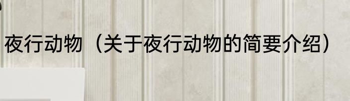 夜行动物（关于夜行动物的简要介绍）