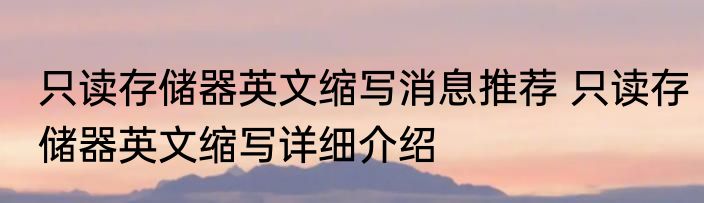 只读存储器英文缩写消息推荐 只读存储器英文缩写详细介绍