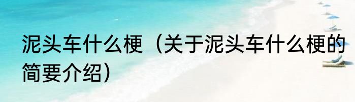 泥头车什么梗（关于泥头车什么梗的简要介绍）