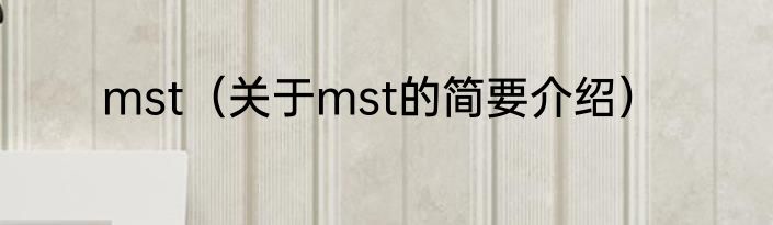 mst（关于mst的简要介绍）